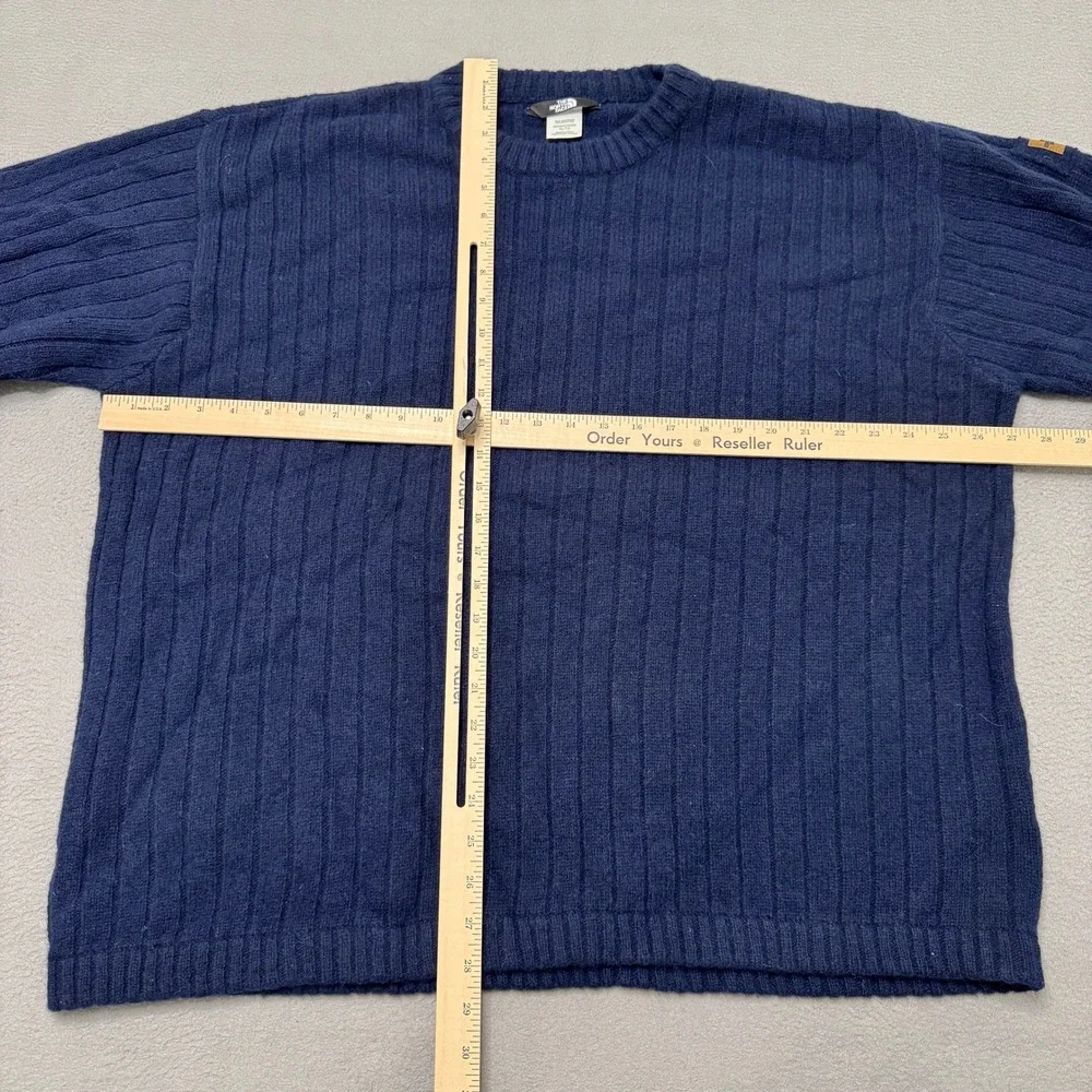 The North Face Sweater Mens XL Blue Wool Ribbed Crew Neck Fisherman Outdoor